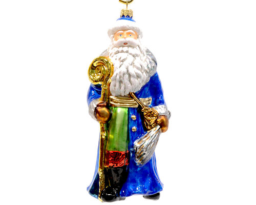 Impressionnant pendentif en verre: Papa Noel robe bleu