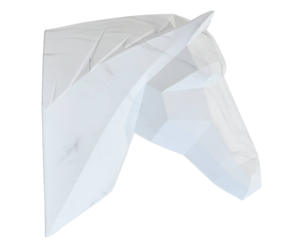 Pombru ANIMURO Wand-Trophäe Pferd Weiß Marmoroptik