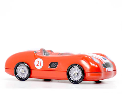 Tin jar Classic Race Car Speedster No. 21 red