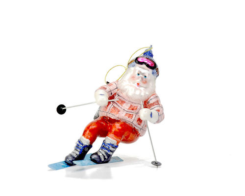 Pendentif en verre Père Noël sur les skis