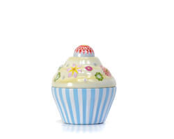 Blechdose Cupcake Muffin "Happy Flower" hellblau