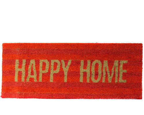 Fußmatte Kokos "HAPPY HOME" Neon Rot GIFT COMPANY