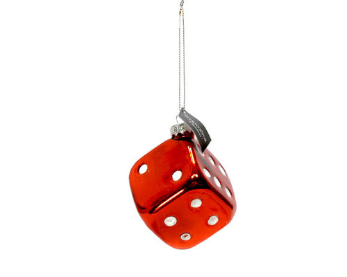 Christmas Glass Ornament "Red Dice"