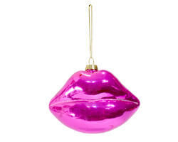 Christbaum Hänger Lippen Pink Glas